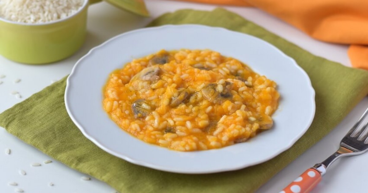 Risotto con zucca e funghi - La ricetta di Gnam Gnam