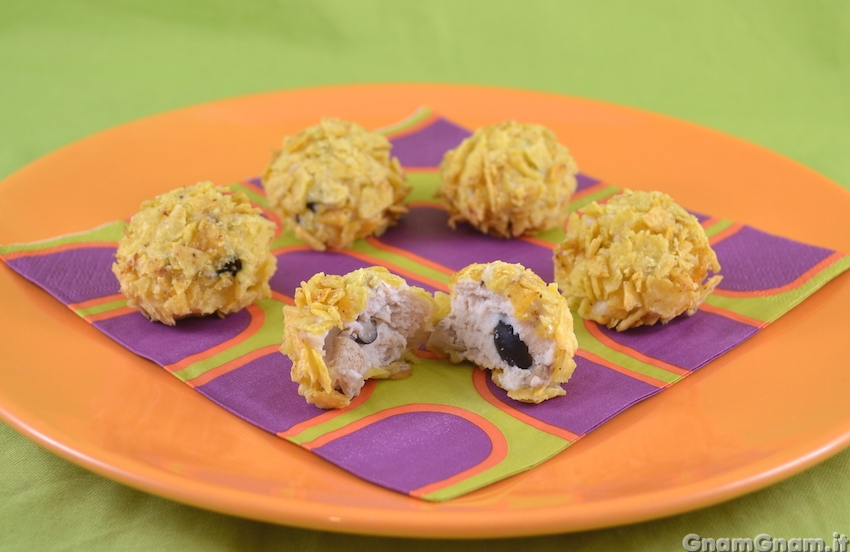 Polpette di pollo e funghi croccanti