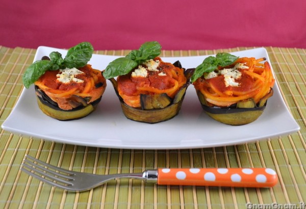 Timballini di pasta alla norma