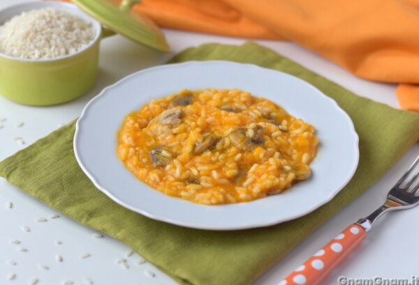 Risotto con zucca e funghi