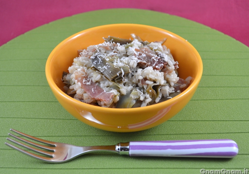 Risotto con carciofi e speck