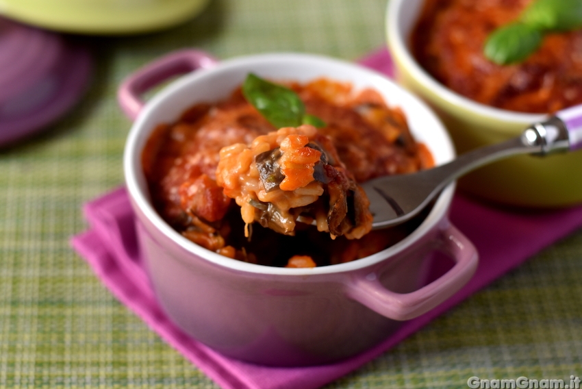 Riso al forno con melanzane e stracchino Foto finale