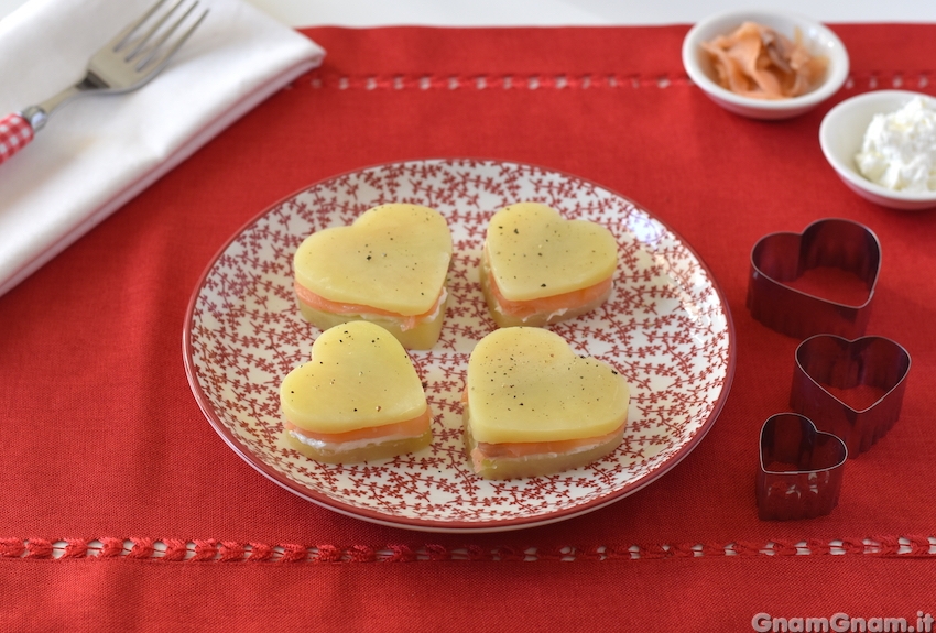 Cuori di patate e salmone