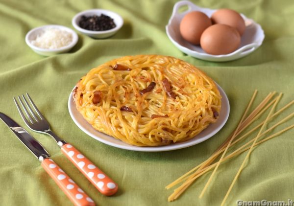 Frittata di spaghetti alla carbonara