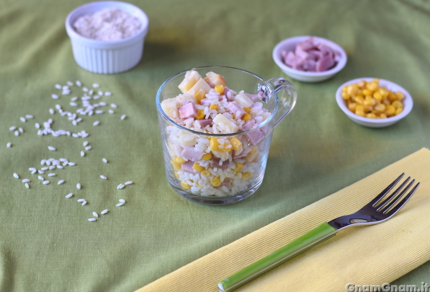 Insalata di riso prosciutto e formaggio