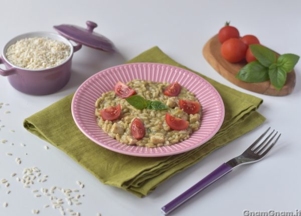 Risotto pesce spada e crema di melanzane