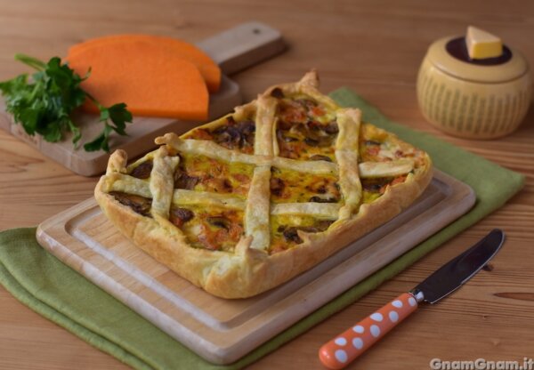 Torta salata zucca e funghi