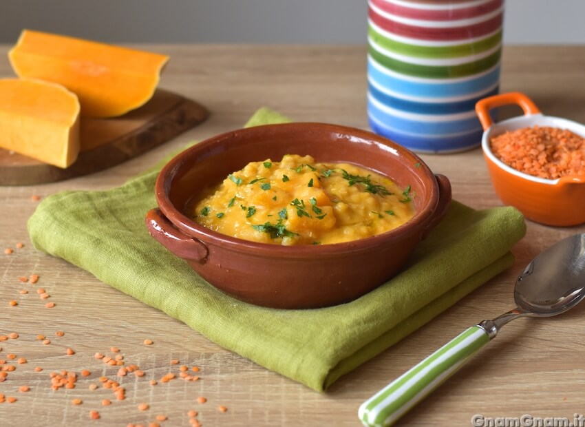 Zuppa di zucca e lenticchie